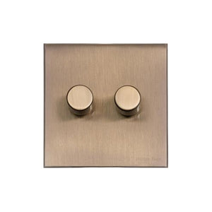 Windsor Range Antique Brass Switches & Sockets, WN91 - 2 Gang TED Dimmer (Compatible with LED Lamps) by Heritage Brass By M-Marcus