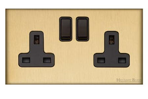 Windsor Range Matt Brass Switches & Sockets, WN40 - Double Socket (13 Amp) by Heritage Brass By M-Marcus