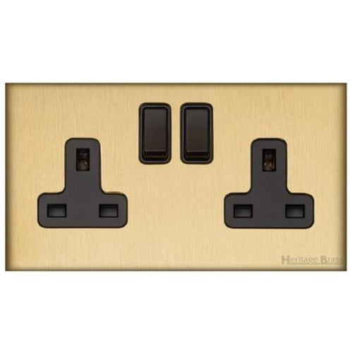 Windsor Range Matt Brass Switches & Sockets, WN40 - Double Socket (13 Amp) by Heritage Brass By M-Marcus