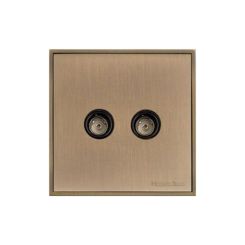 Executive Range-Antique Brass-2 Gang TV Coaxial Socket