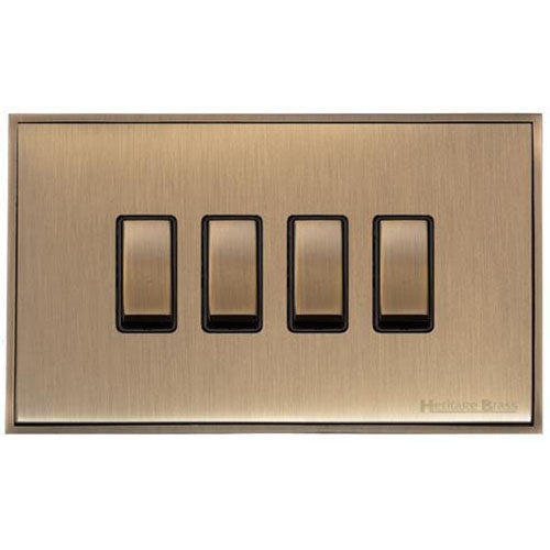Executive Range-Antique Brass-4 Gang Switch (10 Amp)