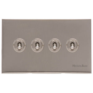 Windsor Range Satin Nickel Switches & Sockets, WN5 - 4 Gang Toggle Switch by Heritage Brass By M-Marcus