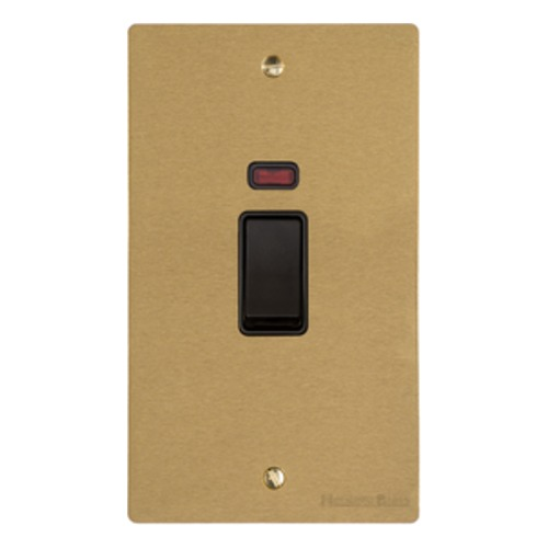 Elite Flat Plate Range Satin Brass, T04 - 45A DP Cooker Switch with Neon (tall plate) by Heritage Brass By M-Marcus