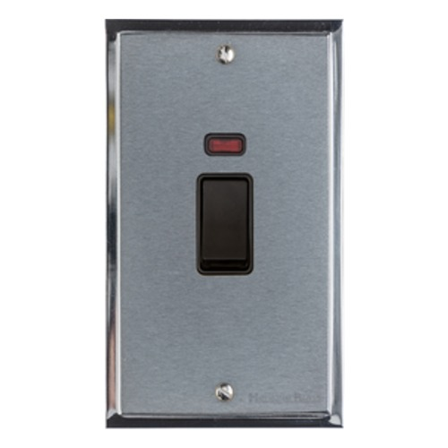 Elite Stepped Plate Range Satin Chrome, S03 - 45A DP Cooker Switch with Neon (tall plate)