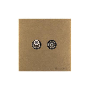 Windsor Range Aged Brass Switches & Sockets, WN50 - TV/Satellite Socket by Heritage Brass By M-Marcus