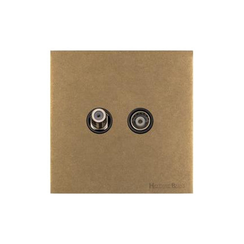 Windsor Range Aged Brass Switches & Sockets, WN50 - TV/Satellite Socket by Heritage Brass By M-Marcus