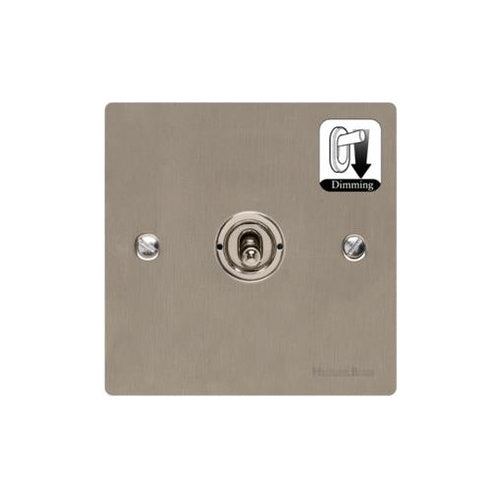 Elite Flat Plate Range Satin Nickel Switches & Sockets, T05 - 1 Gang Dimming Toggle Switch by Heritage Brass By M-Marcus