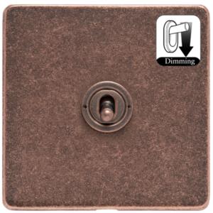 Vintage Range Rustic Copper Switches & Sockets, XRC - 1 Gang Dimming Toggle Switch by Heritage Brass By M-Marcus
