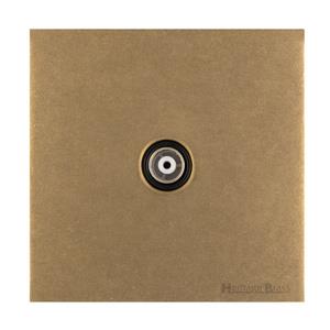 Windsor Range Aged Brass Switches & Sockets, WN50 - 1 Gang Non-Isolated TV Coaxial Socket by Heritage Brass By M-Marcus