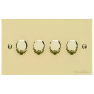 Richmond Elite Range Satin Brass Switches & Sockets, LP44 - 4 Gang TED Dimmer (Compatible with LED Lamps) by Heritage Brass By M-Marcus