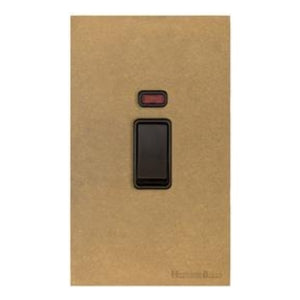 Windsor Range Aged Brass, WN50 - 45A DP Cooker Switch with Neon (tall plate) by Heritage Brass By M-Marcus