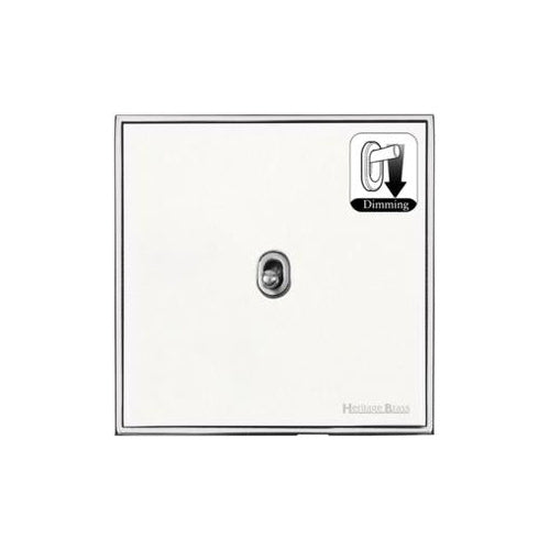 Executive Range Matt White with Polished Chrome Switches & Sockets, EX20 - 1 Gang Dimming Stockholm Toggle by Heritage Brass By M-Marcus