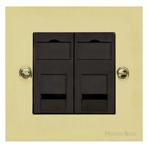 Richmond Elite Range Satin Brass Switches & Sockets, LP44 - 2 Gang Secondary Line Socket by Heritage Brass By M-Marcus