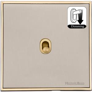 Executive Range Satin Nickel with Polished Brass Switches & Sockets, EX15 - 1 Gang Dimming Stockholm Toggle by Heritage Brass By M-Marcus