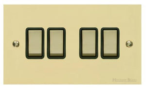 Richmond Elite Range Satin Brass Switches & Sockets, LP44 - 4 Gang Rocker Switch by Heritage Brass By M-Marcus