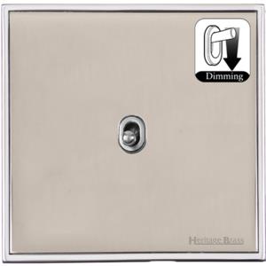Executive Range Satin Nickel with Polished Chrome Switches & Sockets, EX25 - 1 Gang Dimming Stockholm Toggle by Heritage Brass By M-Marcus