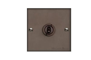 Heritage Brass Stylist Bronze Low Profile Plate - Square Edge - 1 Gang 2-Way Classic Toggle Switch