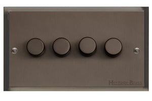 Elite Stepped Plate Range Matt Bronze Switches & Sockets, S09 - 4 Gang TED Dimmer (Compatible with LED Lamps) by Heritage Brass By M-Marcus