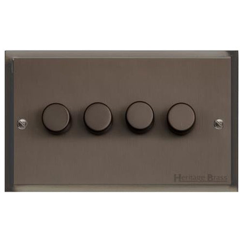 Elite Stepped Plate Range Matt Bronze Switches & Sockets, S09 - 4 Gang TED Dimmer (Compatible with LED Lamps) by Heritage Brass By M-Marcus