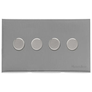 Windsor Range Satin Chrome Silk Switches & Sockets, WN35 - 4 Gang Dimmer 250 watts (Compatible with halogen/ incandescent bulbs) by Heritage Brass By M-Marcus