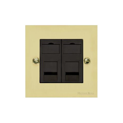 Richmond Elite Range Satin Brass Switches & Sockets, LP44 - 2 Gang Secondary Line Socket by Heritage Brass By M-Marcus