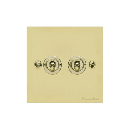 Richmond Elite Range Satin Brass Switches & Sockets, LP44 - 2 Gang Toggle Switch by Heritage Brass By M-Marcus