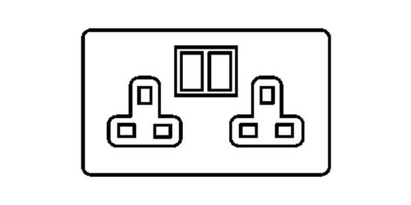 Heritage Brass Electrical, Primed White Screwless YPW - Double Socket (13 Amp), Double Socket (13 Amp), 13 Amp Switched Sockets