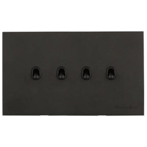 Windsor Range Jet Black (Project Finish) 4 Gang 2-Way Stockholm Toggle Switch by Heritage Brass By M-Marcus