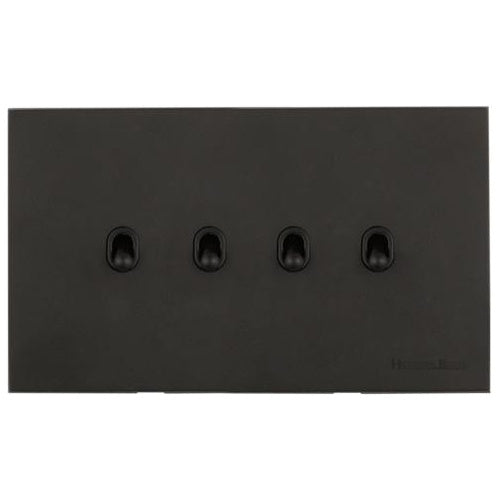 Windsor Range Jet Black (Project Finish) 4 Gang 2-Way Stockholm Toggle Switch by Heritage Brass By M-Marcus