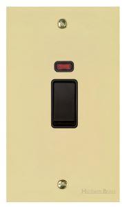 Richmond Elite Range Satin Brass Switches & Sockets, LP44 - 45A DP Cooker Switch with Neon (tall plate) by Heritage Brass By M-Marcus