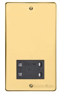 Elite Flat Plate Range Polished Brass Switches & Sockets, T01 - Shaver Socket Output Voltage 110/240V by Heritage Brass By M-Marcus