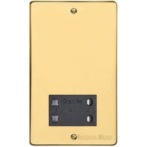 Elite Flat Plate Range Polished Brass Switches & Sockets, T01 - Shaver Socket Output Voltage 110/240V by Heritage Brass By M-Marcus