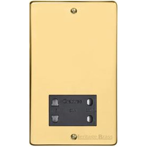 Elite Flat Plate Range Polished Brass Switches & Sockets, T01 - Shaver Socket Output Voltage 110/240V by Heritage Brass By M-Marcus