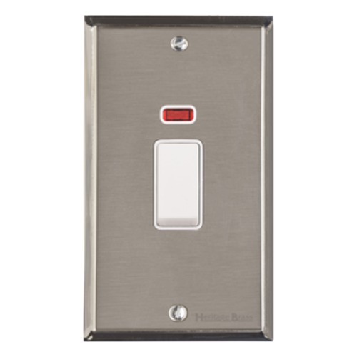 Elite Stepped Plate Range Satin Nickel, S05 - 45A DP Cooker Switch with Neon (tall plate)