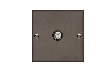 Heritage Brass Stylist Bronze Low Profile Plate - Square Edge - 1 Gang Satellite Socket