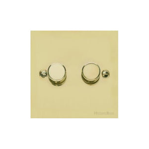 Richmond Elite Range Satin Brass Switches & Sockets, LP44 - 2 Gang TED Dimmer (Compatible with LED Lamps) by Heritage Brass By M-Marcus