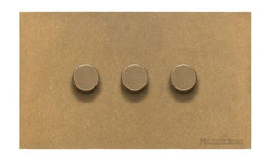 Windsor Range Aged Brass Switches & Sockets, WN50 - 3 Gang Dimmer 400 watts (Compatible with halogen/ incandescent bulbs) by Heritage Brass By M-Marcus
