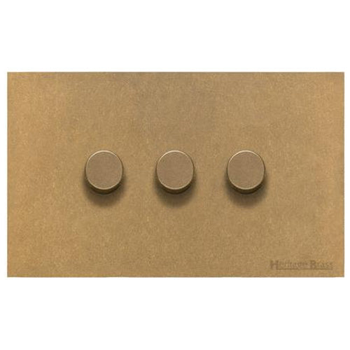 Windsor Range Aged Brass Switches & Sockets, WN50 - 3 Gang Dimmer 400 watts (Compatible with halogen/ incandescent bulbs) by Heritage Brass By M-Marcus