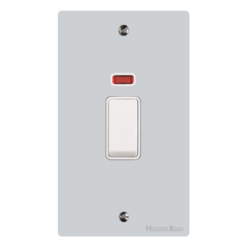 Elite Flat Plate Range Polished Chrome, T02 - 45A DP Cooker Switch with Neon (tall plate)
