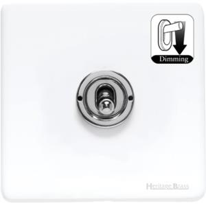 Vintage Range Gloss White Switches & Sockets, XGL - 1 Gang Dimming Toggle Switch by Heritage Brass By M-Marcus