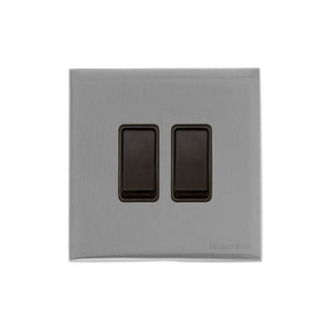 Windsor Range Satin Chrome Silk Switches & Sockets, WN35 - 2 Gang Rocker Switch by Heritage Brass By M-Marcus