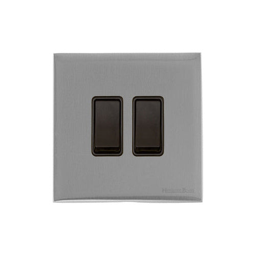 Windsor Range Satin Chrome Silk Switches & Sockets, WN35 - 2 Gang Rocker Switch by Heritage Brass By M-Marcus