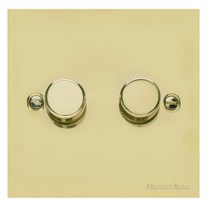 Richmond Elite Range Satin Brass Switches & Sockets, LP44 - 2 Gang Dimmer 250 watts (Compatible with halogen/ incandescent bulbs) by Heritage Brass By M-Marcus