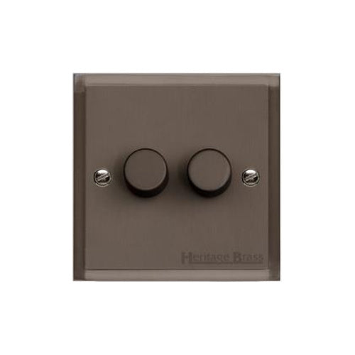 Elite Stepped Plate Range Matt Bronze Switches & Sockets, S09 - 2 Gang Dimmer 250 watts (Compatible with halogen/ incandescent bulbs) by Heritage Brass By M-Marcus