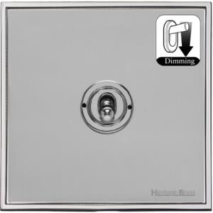 Executive Range Polished Chrome Switches & Sockets, EX22 - 1 Gang Dimming Toggle Switch by Heritage Brass By M-Marcus