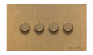 Windsor Range Aged Brass Switches & Sockets, WN50 - 4 Gang TED Dimmer (Compatible with LED Lamps) by Heritage Brass By M-Marcus