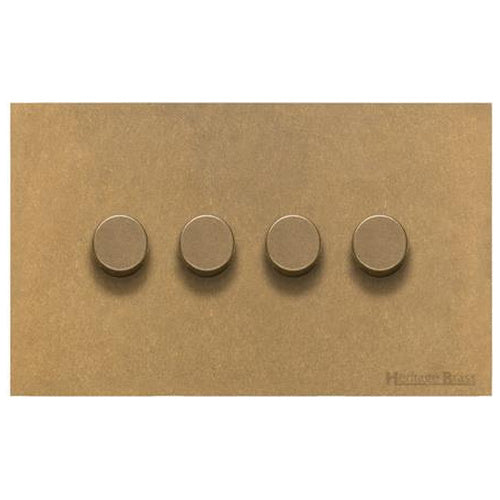 Windsor Range Aged Brass Switches & Sockets, WN50 - 4 Gang TED Dimmer (Compatible with LED Lamps) by Heritage Brass By M-Marcus