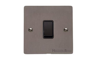 Elite Flat Plate Range Matt Bronze Switches & Sockets, T09 - 1 Gang Intermediate Rocker Switch by Heritage Brass By M-Marcus