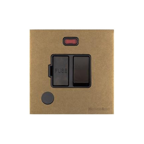 Windsor Range Aged Brass Switches & Sockets, WN50 - Switched Spur with Neon + Cord (13 Amp) by Heritage Brass By M-Marcus