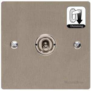 Elite Flat Plate Range Satin Nickel Switches & Sockets, T05 - 1 Gang Dimming Toggle Switch by Heritage Brass By M-Marcus